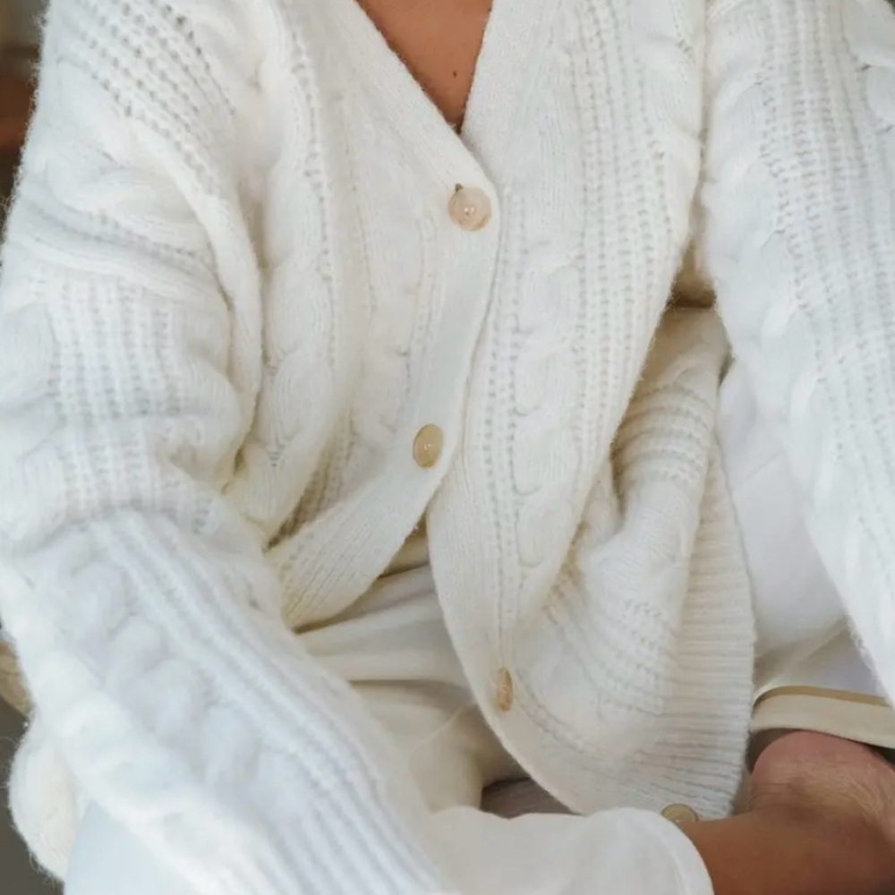 Jenni Kayne Ivory Cable Knit Cardigan